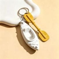 Decorative Trinket Pla Kayak Keychain Oars Shaped 3D Shape Canoe Pendant Multiple Colors Creative Design Boat Pendant Summer A4 yellow