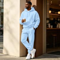Men's Pullover Hoodie Sporty Casual Athletic Sweatshirt XXL šviesiai mėlyna spalva