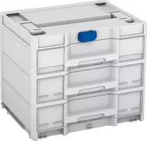 TANOS Systainer³ Sortainer/3 M 337 modulinis smulkių dalių organizatorius su 3 stalčiais, ABS plastikas, šviesiai pilkas/antracitas, 396 x 330 x 296 mm 83000874