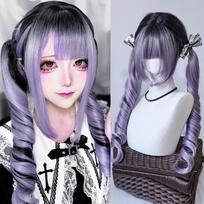 Juoda Pilka Lolita Jirai Kei Romaniški Garbanoti Perukas Dviguba Uodega Pilnos Galvos Perukas Gotikinis Saldus Natūralių Plaukų Perukas Moterims gray