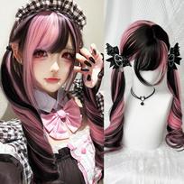 Juoda Pilka Lolita Jirai Kei Romaniški Garbanoti Perukas Dviguba Uodega Pilnos Galvos Perukas Gotikinis Saldus Natūralių Plaukų Perukas Moterims gray
