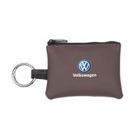 Car Accessories Leather Key Wallet Card Bag Emblem keychain Pouch Valve Cap For VW Golf Amarok T5 Phaeton Teramont ID3 Tiguan T black