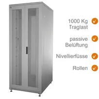 IT-BUDGET 19 inch serverinė spinta SRK 42U 800x1000 mm perforuotomis dvigubomis durimis, šviesiai pilka 90ITB19SRK42810DTGN