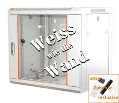 IT-BUDGET 19 colių tinklo spintelė SWA - 12U - 570x600 mm - stiklinės durelės - nuimami šonai - montavimas ant sienos/grindų - priedų rinkinys - gryna balta (90ITB19WS1266GW)