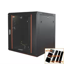 IT-BUDGET 19 inch Tinklo spintelė SWA - 12U - 570x450 mm - Stiklinės durelės - Nuimami šonai - Montavimas ant sienos ir ant grindų - Priedų rinkinys - Juoda (90ITB19WS12645GS)