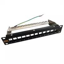 IT-BUDGET 10 inch tuščias patch panelis Keystone moduliams - 12 portų - Ekranuotas - 1U - Neįkeltas - Juodas (90ITB10MT12PS)