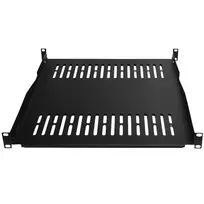 IT-BUDGET 19 inch fiksuota stovo lentyna / prietaisų padėklas, 80 kg apkrova, 450 mm gylis, reguliuojamo gylio tvirtinimas, juoda 90ITB19FBX450S