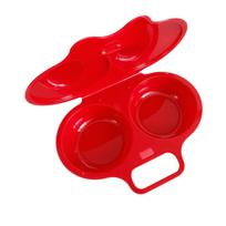 Plastikinis 2 kiaušinių garinimo indelis mikrobangų krosnelei Šilumos virtuvės įrankis One Size raudona