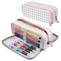 Double Layered Open Pen Case Simple Multifunctional Big Capacity Pen Case Stationery School Supplies Storage Pouch For Students A4 gray
