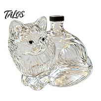 Sophisticated Whiskey Gift for Him Cute Kitten Shaped Whisky Decanter, High Borosilicate Glass Artistic Animal Wine Bottle Spirits Carafe Home B
