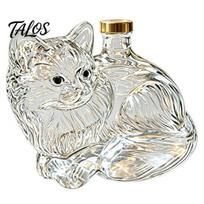 Sophisticated Whiskey Gift for Him Cute Kitten Shaped Whisky Decanter, High Borosilicate Glass Artistic Animal Wine Bottle Spirits Carafe Home C