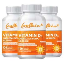 Coolkin Vitaminas D3 50 000 TV Kapsulės (120 skaičius) – Kasdienė sveikatos palaikymo programa 120*3