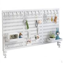 Sieninė perforuota lentyna organizatorius, 4 dalių perforuota lenta įrankių organizatorius rankdarbių kambariams, stalui, darbo vietai ivory Desktop Clamp Type 3 gray