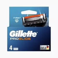 Gillette ProGlide vyriškos skutimosi peiliukų kasetės, 4 vnt., 5 nesitrinančios geležtės + precizinis trimeris, Lubrastrip, suderinamos su Fusion5 rankenėlėmis 8001090456366