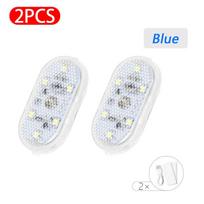 Automobilio mini LED jutiklinis jungiklio apšvietimas, automatinis belaidis aplinkos žibintas, nešiojamasis naktinis skaitymo žibintas, automobilio stogo lemputė, automobilio salono apšvietimas 2pcs mėlyna