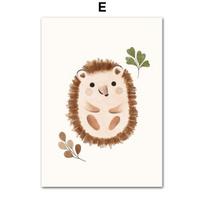 Voverė Pelėda Lapė Ežiukas Miško darželis Boho Wall Art Drobės tapyba Plakatai ir spaudiniai Sieninės nuotraukos Kūdikių vaikų kambario dekoras be rėmelio 21*30cm white