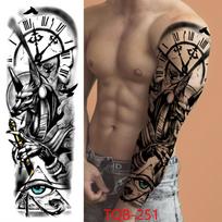 Naujas 1 PC 480*170MM Super didelis kompasas vilko galvos akis netikra liūto dievo plunksna laikinos tatuiruotės rankovės vyrams, moteriškos tatuiruotės visos rankos tatuiruotės lipdukas TQB-251
