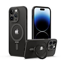 Madingas magnetinis belaidžio įkroviklio dėklas, skirtas „iPhone 15 14 13 12 11 Pro Max“ stovui „MagSafe“ matinis kieta nugara, minkštas silikoninis atramos apsauginis dangtelis iPhone 12 juoda
