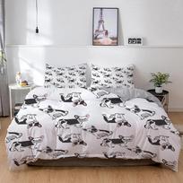 Prancūzų buldogo patalynės komplektas, animaciniai filmukai, šuniukai, vaikiški patalynės užvalkalai, mielas antklodės/lovatiesės užvalkalas ir pagalvės užvalkalas, berniukai ir mergaitės 70x133cm 2pcs gray