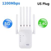 1200Mbps WiFi kartotuvas Dviejų juostų belaidis stiprintuvas 2,4G 5GHz tinklo ilgo nuotolio signalo stiprintuvas, skirtas namų biuro Wi-Fi kartotuvui US Plug-1200mbps