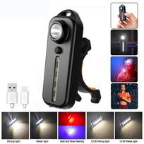Raudonos ir mėlynos spalvos LED stroboskopinė įspėjamoji lemputė, policijos peties segtukas, žibintuvėlis, lauko bėgimo šviesa, įkraunama USB, saugos šalmas, darbo lempa