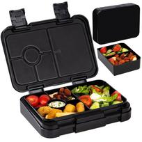 1100 ml pietų dėžutė, tinkama mikrobangų krosnelėje, „Bento“ dėžutė, „Tritan“ tarpinis sluoksnis, nepralaidi laikymo dėžutė, hermetiški konteineriai, studentams, suaugusiems, mokyklai 5&2 juoda