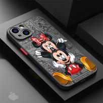 Mickey Minnie Meilės telefono dėklas Apple iPhone 15 16 Pro Max 13 14 Plus 12 Mini 11 Pro XR 8 SE 7 6S XS MAX Matinis dangtelis for iPhone 15ProMax gray