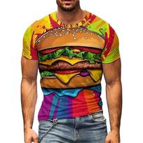 Men's 3D Printed Food Graphic T-Shirts Burgers Fries & Pizza Artistic Design T-shirts Summer Round Neck Short Sleeve Tops 5XL black