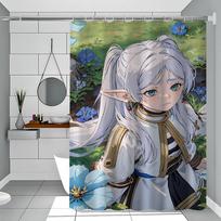 Anime F-Frieren Spausdinimo Vonios Dušo Užuolaida Poliesterio Vandeniui Atspari Ir Pelėsiui Atspari Namų Dekoro Užuolaida 90x180 cm gray