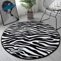 Zebrinės juostelės apvalus kilimas juoda balta svetainės kilimas kėdės kilimėlis flanelinis neslystantis vaiko miegamojo kilimas vonios kilimėlis Diameter 80cm