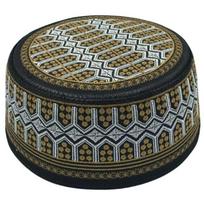 Embroidery Muslin Beanies for Adult Unisex Religious Gatherings Hat Handmade Embroidery Hat Keep Traditional Pray Hat No. 55 gray