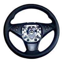 Car Steering Wheel Cover  Leather For BMW E60 M5 E61 E63 E64 530d M sport 2005 to 2008 Steering Wheel Car Accessory Black Thread