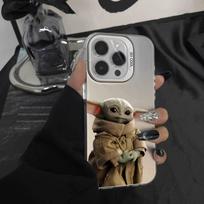 Mielas Kūdikis Y-Yoda Telefonų dėklas iPhone 16,15,14,13,12,11,Pro,XS,Max,Plus,Mini,SE Baltas Saldainis Matinis Atsparus smūgiams Dangtelis iPhone16plus