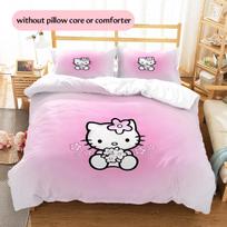 Hello Kitty Rašto Lovos Antklodės Komplektas Namų Dekoras Dovana (1 * antklodės užvalkalas + 2 * pagalvės užvalkalai be šerdies) 135x200cm white