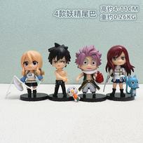 4 vnt. Anime FAIRY TAIL figūrėlės Etherious Lucy Heartfilia modelio žaislai Erza Scarlet Gray Fullbuster rinkinys Stalviršio dekoracijos black