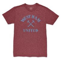 WEST HAM UNITED Komandos Arkos Vintažiniai Tri-Blend Marškinėliai - Bordo - 1863FC Unisex Marškinėliai L gray