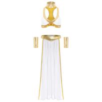 Moterų Senovės Egipto Karalienės Cosplay Apranga Trumpas Viršus Apykaklė Rankovės Šoninė Skeltinė Šifono Sijonas 4 Dalių Rinkinys 3XL balta