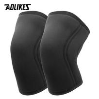 Aolikes 7mm Knee Sleeves Pair for Squats Weightlifting Knee Support Compression Brace Powerlifting L gray