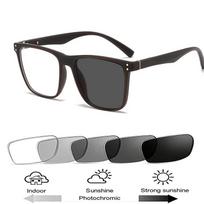 Fotochrominiai Anti-Radiaciniai Mėlynos Šviesos Akiniai Kvadratinis TR90 Rėmelis Kompiuterio Miopijos Akiniai Vyrams Individualūs Receptiniai Akiniai Myopia-600