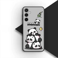 Protective Cover for Samsung Galaxy S24 S25 S23 FE Ultra Plus S7 Edge S25+ S23+ A56 5G Casing Phone Case Lovely Panda Cartoon Galaxy S24 FE gray