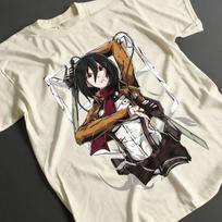 Attack on Titan Shirt Mikasa AckerUnisex Tshirt AOT Tshirt Anime Upper GarUnisext Comfortable and Breathable Tshirt 2026 Summer 3XL gray