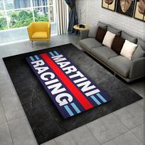 Martini Racing Kilimas Mėlynos Raudonos Juostelės Namų Dekoras Neslystantis Patvarus Modernus Svetainės Grindų Kilimėlis Su Logotipo Dizainu 80x120cm gray
