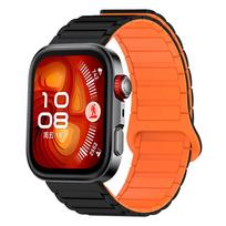 Magnetinis dirželis Huawei Watch Fit 5/5 Pro/4 Pro/4/3 laikrodžiui NAUJAS Silikoninis keičiamas dirželis Correa Apyrankė Huawei watch fit 5/5 Pro laikrodžiui oranžinė/juoda
