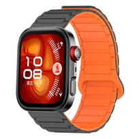 Magnetinis dirželis Huawei Watch Fit 5/5 Pro/4 Pro/4/3 laikrodžiui NAUJAS Silikoninis keičiamas dirželis Correa Apyrankė Huawei watch fit 5/5 Pro laikrodžiui oranžinė/pilka spalva