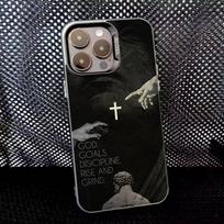 Jėzus Biblijos eilutė telefono dėklas iPhone 16,15,14,13,12,11,8,7,Pro,Max,Plus,Mini,XS,SE Anti Drop Juodas Matinis Kietas iPhone16pro