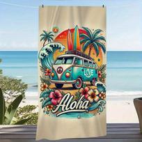 Aloha Surf Bus Negabaritinis Mikropluošto Paplūdimio Kilimėlis ir Vonios Rankšluostis-Super Absorbentas Greitai Džiūstantis, Ryškaus Dizaino Vonios Rankšluostis W50*H100(CM)