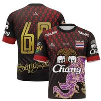 Tailando Dramblio Chang 3D Spausdinimo Sportiniai Greitai Džiūstantys Kvėpuojantys Vyriški Marškinėliai Lauko Muay Thai Džersis Treniruotėms Tėvų ir Vaikų Trumpomis Rankovėmis S brown