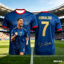 Naujas 2026 Ronaldo Gerbėjų Edition Futbolo Marškinėliai Vaikams Greitai Džiūstantis Kvėpuojantis 3D Spausdinimo Futbolo Marškinėliai Vasaros Lauko Sporto T-shirt 6XL blue