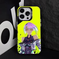 C-Cyberpunk Šaunus E-Edgerunners Telefono dėklas iPhone 16,15,14,13,12,11,8,7,Pro,Max,Plus,Mini,XS,SE Anti Drop Juodas Matinis Kietas iPhone16e