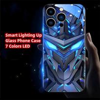 Mechaninė Šarvuota LED Šviečianti Stiklinė Blykčio Dėklas iPhone Samsung 【Style A】For Iphone 14 Pro Max blue